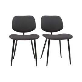 Chaises en tissu gris foncé et métal noir (lot de 2) tobias