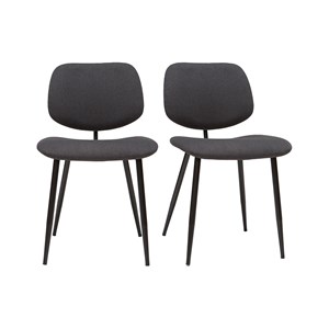 Chaises en tissu gris foncé et métal noir (lot de 2) tobias