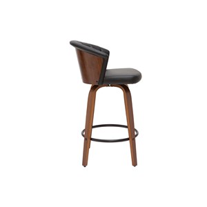 Tabouret de bar pivotant noir et bois foncé h65cm albin