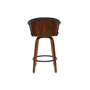 Tabouret de bar pivotant noir et bois foncé h65cm albin