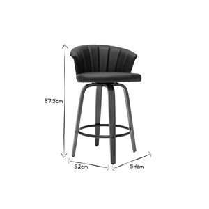 Tabouret de bar pivotant noir et bois foncé h65cm albin