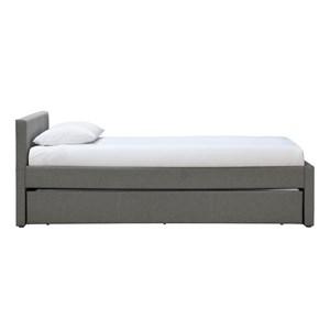 Lit gigogne en tissu gris 90x190 cm macco
