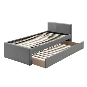 Lit gigogne en tissu gris 90x190 cm macco