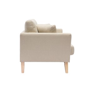 Canapé déhoussable 2 places en tissu beige et bois clair oslo