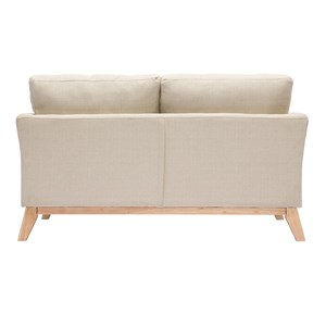 Canapé déhoussable 2 places en tissu beige et bois clair oslo