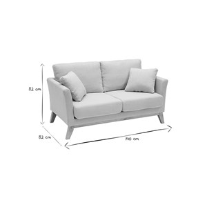 Canapé déhoussable 2 places en tissu beige et bois clair oslo