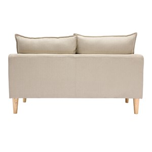 Canapé 2 places en tissu beige et bois clair kate