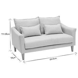 Canapé 2 places en tissu beige et bois clair kate