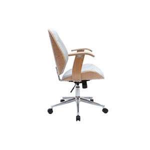 Chaise de bureau à roulettes en tissu gris clair, bois clair yorke