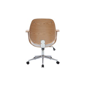 Chaise de bureau à roulettes en tissu gris clair, bois clair yorke