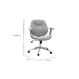 Chaise de bureau à roulettes en tissu gris clair, bois clair yorke