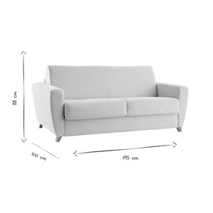 Canapé convertible 3 places en tissu jaune moutarde avec matelas graham