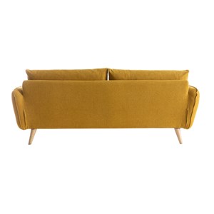 Canapé 3 places en tissu jaune cumin et bois clair creep