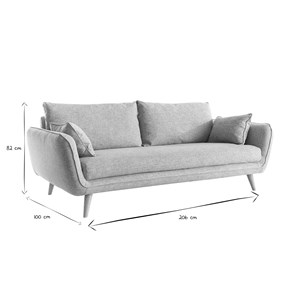 Canapé 3 places en tissu bleu glacier et bois clair creep