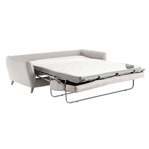 Canapé convertible 3 places en tissu gris clair chiné avec matelas creep
