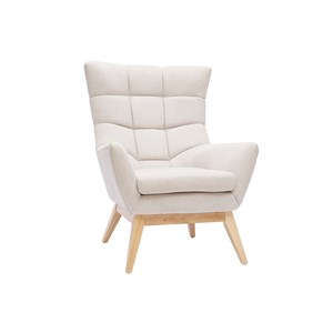 Fauteuil en tissu effet velours texturé naturel et bois clair brody
