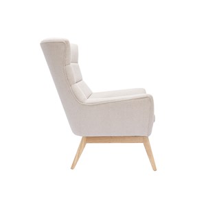 Fauteuil en tissu effet velours texturé naturel et bois clair brody