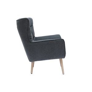 Fauteuil en tissu effet velours texturé gris foncé et bois clair avery