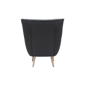 Fauteuil en tissu effet velours texturé gris foncé et bois clair avery