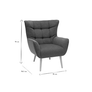 Fauteuil en tissu effet velours texturé gris foncé et bois clair avery