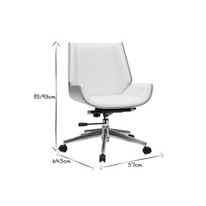 Chaise de bureau à roulettes en tissu gris clair, bois clair curved