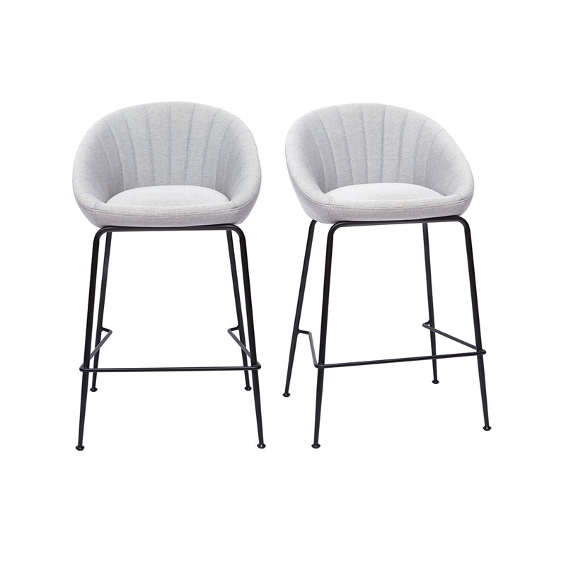 Tabourets de bar tissu gris clair 65 cm (lot de 2) sheru