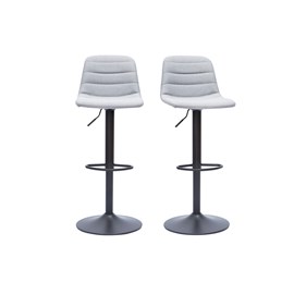Tabourets de bar réglables en tissu gris clair et métal (lot de 2) saury