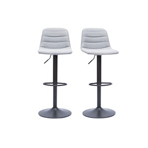 Tabourets de bar réglables en tissu gris clair et métal (lot de 2) saury