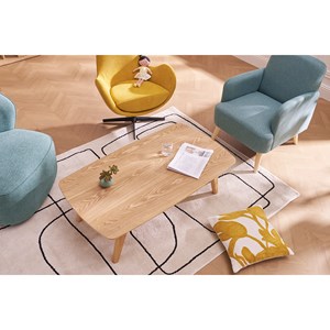 Table basse rectangulaire bois clair l120cm fifties