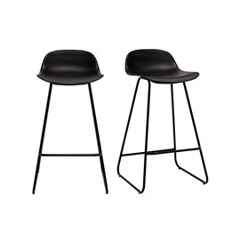 Tabourets de bar noirs h65 cm (lot de 2) ella
