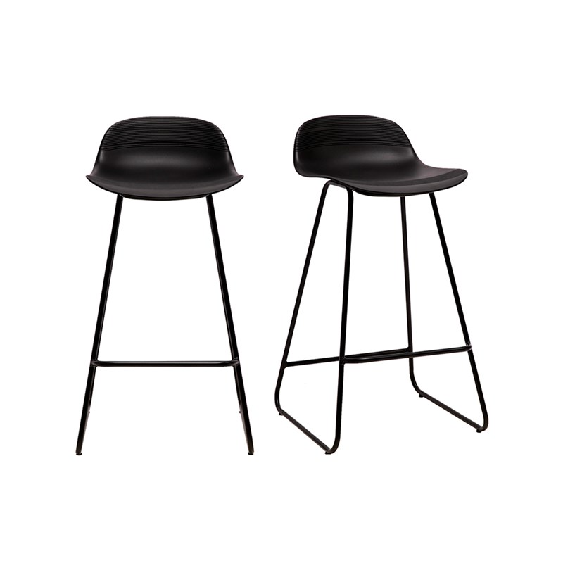 Tabourets de bar noirs h65 cm (lot de 2) ella