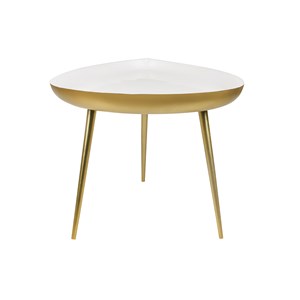 Table basse en acier laqué blanc et doré l80 cm drop
