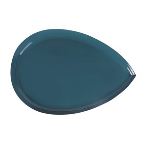 Table basse en acier laqué bleu canard et doré l80 cm drop