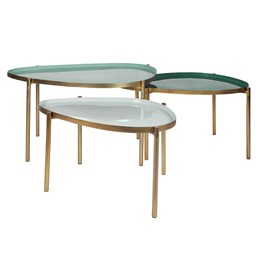 Tables basses gigognes laquées vert-cyan et vert (lot de 3) zuria