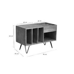 Buffet de rangement vinyles en bois manguier massif et métal l90 cm boogie