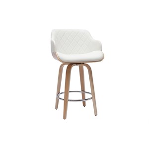 Tabouret de bar pivotant 360° blanc et bois clair h65 cm lucien