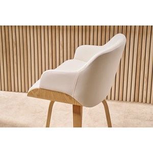 Tabouret de bar pivotant 360° blanc et bois clair h65 cm lucien