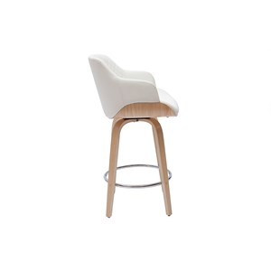 Tabouret de bar pivotant 360° blanc et bois clair h65 cm lucien