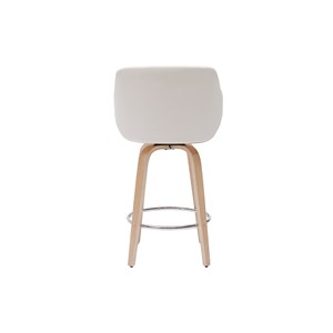 Tabouret de bar pivotant 360° blanc et bois clair h65 cm lucien