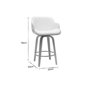 Tabouret de bar pivotant 360° blanc et bois clair h65 cm lucien