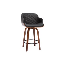 Tabouret de bar pivotant 360° noir et bois foncé h65 cm lucien