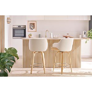 Tabouret de bar pivotant 360° noir et bois foncé h65 cm lucien