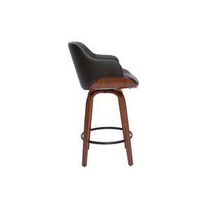 Tabouret de bar pivotant 360° noir et bois foncé h65 cm lucien