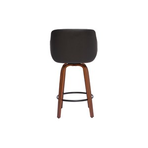 Tabouret de bar pivotant 360° noir et bois foncé h65 cm lucien