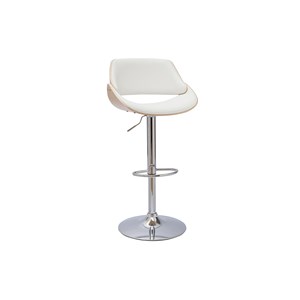 Tabouret de bar réglable pivotant 360° blanc et bois clair clash