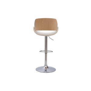 Tabouret de bar réglable pivotant 360° blanc et bois clair clash