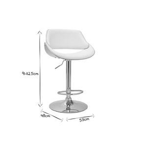 Tabouret de bar réglable pivotant 360° blanc et bois clair clash