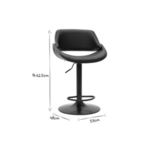 Tabouret de bar noir réglable pivotant 360° clash