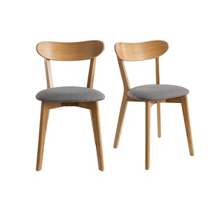 Chaises  en bois clair chêne et tissu gris (lot de 2) dove