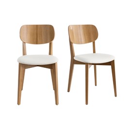 Chaises  en bois clair chêne et blanc (lot de 2) lucia